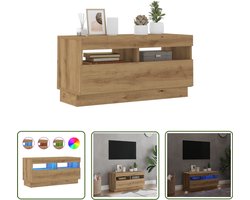 vidaXL Houten Tv-kast - Tv-meubel - Tv-meubel met LED 80x35x40 cm bewerkt hout artisanaal eiken - Led Tv-meubel - Salontafel - Livingroom Furniture