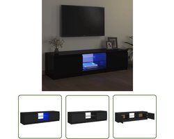 vidaXL Houten Tv-meubel - Tv-meubel - Tv-meubel met LED-verlichting 140x40x36 cm zwart - Led Tv-meubel - Rgb Led Tv-meubel - Black Tv-stand