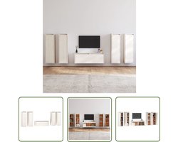 vidaXL Houten Tv-meubel - Tv-meubel - Tv-meubelen 5 st massief grenenhout wit - Grenoble Hout - Hangend Tv-meubel - Salontafel