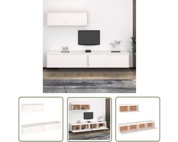 vidaXL Houten TV-stand - TV-meubel - 3-delig tv-meubelset massief grenenhout wit - Salontafel - Livingroom Furniture - Vintage TV Stand