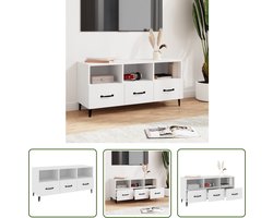 vidaXL Houten Tv-stand - Tv-meubel - Tv-meubel 102x35x50 cm bewerkt hout wit - Witte Tv-bank - Tv Kast - Livingroom Furniture
