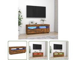 vidaXL Houten Tv-stand - Tv-meubel - Tv-meubel met LED-verlichting 100x35x40 cm gerookt eikenkleurig - Led Tv-tafel - Bruine Tv-bank - Televisiecabinet