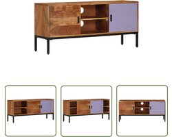 vidaXL Houten Tv-stand - Vintage Tv-meubel - Tv-meubel 110x30x50 cm massief acaciahout honingbruin en grijs - Acaciahout Tv-kast - Salontafel - Mediacabe