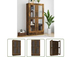 vidaXL Houten Vitrinekast - Vitrinekast - Vitrinekast 82,5x30,5x150 cm bewerkt hout gerookt eikenkleurig - Boekenkast - Opbergkast - Vintage Kast