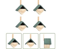 vidaXL Houten Vogelhuisjes - Vogelhuisjes - Vogelhuisjes 4 st 24x16x30 cm vurenhout - Vogelvoerder - Vogelnestkasten - Tuindecoratie