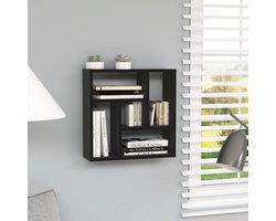 vidaXL Houten Wandplank - Wanddecoratie - Wandschap 45,1x16x45,1 cm bewerkt hout zwart - Opbergkast - Woonaccessoires - Minimalistisch Wonen