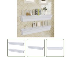 vidaXL Houten Wandplank - Wanddecoratie - Wandschappen Aaliyah 2 st wit - Opbergruimte - Salontafel - Badkamerkast