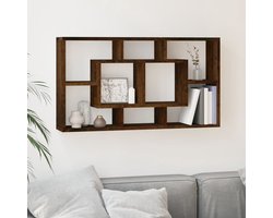 vidaXL Houten Wandplank - Wandkast - Wandschap 8 vakken gerookt eiken - Bergruimte - Opslagoplossing - Design Kast