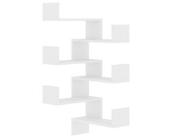 vidaXL Houten Wandrek - Hoekwandplank - Hoekwandschappen 2 st 40x40x50 cm bewerkt hout wit - Wit Wanddecoratie - Vintage Wandkast - Woonaccessoires