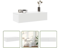 vidaXL Houten Wandrek - Wandrek - Wandschap met lades 60x26,5x15 cm bewerkt hout wit - Opbergvak - Bergruimte - Badkameropstelling