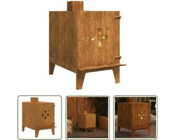 vidaXL Houtkachel - Campingkachel - Campingkachel 35x50x60 cm cortenstaal - Outdoor Heater - Cortenstalen Kachel - Kampvuur