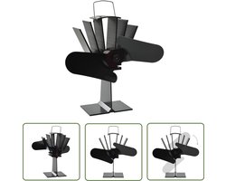 vidaXL Houtkachel - Kachelventilator - Kachelventilator met 2 vinnen zwart - Radiator - Kamervoorwarming - Warmeluchtgenerator