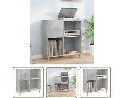 vidaXL Houtschrank - Platendrager - Platenkast 84,5x38x89 cm bewerkt hout betongrijs - Mediabox - Opslagkast - Vintage Kast