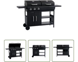 vidaXL Houtskool Bbq - Gasbbq - Gas-/houtskoolbarbecue met 3 branders - Barbecues - Buitengrill - Grillparty