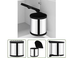 vidaXL Inbouw Vuilnisbak - Keuken Afvalbak - Keukenvuilnisbak inbouw 8 L roestvrij staal - Roestvrij Staal Vuilnisbak - Kleine Vuilnisbak - Compacte Vuilnisbak