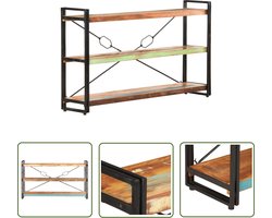vidaXL Industrieel - Boekenkast - Boekenkast met 3 schappen 140x30x80 cm massief gerecycled hout - Vintage - Hergebruikte Materialen - Multifunctioneel