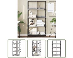 vidaXL Industrieel Boekenrek - Boekenrek - Boekenrek 78,5x33x153 cm bewerkt hout grijs sonoma eikenkleur - Houten Boekenrek - Grijze Boekenkast - Bibliotheek Kast