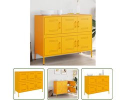 vidaXL Industrieel Design - Dressoir - Dressoir 100,5x39x79 cm staal mosterdgeel - Vintage Meubel - Mustard Geel - Staaldraad