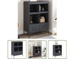 vidaXL Industrieel Design - Hoge Kast - Hoge kast 68x39x101,5 cm staal antracietkleurig - Staalkast - Opbergkast - Antraciet Kleur