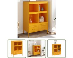 vidaXL Industrieel Design - Hoge Kast - Hoge kast 68x39x101,5 cm staal mosterdgeel - Mustard Geel - Staalkast - Opbergkast