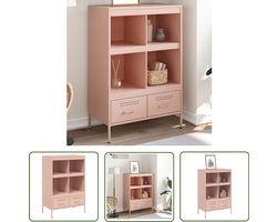 vidaXL Industrieel Design - Hoge Kast - Hoge kast 68x39x101,5 cm staal roze - Roestvrijstalen Kast - Opslagkast - Living Room Furniture