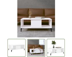 vidaXL Industrieel Design - Salontafel - Salontafel 90x50x36,5 cm bewerkt hout wit - Houten Salontafel - Wit Meubilair - Tv Tafeltje