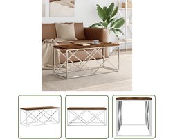 vidaXL Industrieel Design - Salontafel - Salontafel roestvrij staal en massief hergebruikt hout - Roestvrij Staal - Houten Salontafel - Vintage Meubilair