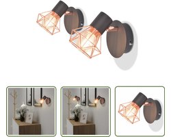 vidaXL Industrieel Design - Wandlampen - Wandlampen 2 st met LED 8 W - Koperkleurige Lampen - Led Lampen - Filament Lampen