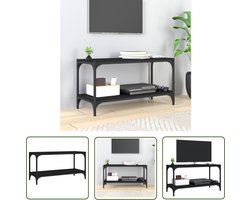 vidaXL Industrieel Tv-meubel - Tv-meubel - Tv-meubel 80x33x41 cm bewerkt hout en staal zwart - Zwarte Tv-stand - Houten Tv-meubel - Metalen Tv-meubel