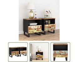 vidaXL Industriele Meubels - Nachtkastjes - Nachtkastjes 2 st massief gerecycled hout en bewerkt hout - Houten Meubels - Multifunctionele Kastjes - Bergruimte