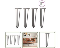 vidaXL Industriële Tafelpoten - Salontafel Potten - Haarnadelpoten voor Salontafel 4 st 42 cm massief staal naturel - Metalen Tafelpoten - Hairpin Table Legs - Vintage Tafelpoten
