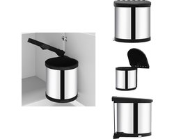 vidaXL Ingebouwde Vuilnisbak - Ingebouwde Vuilnisbakken - Kast Vuilnisbak - Kast Vuilnisbakken - Keukenvuilnisbak inbouw 8 L roestvrij staal