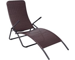 vidaXL - Inklapbaar - ligbed - poly - rattan - bruin
