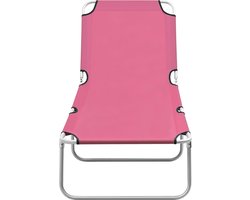 vidaXL inklapbaar ligbed roze - stijlvol en comfortabel Vouwligbed - Ligbed - Lounge Bed - Buitendrank - Tuinset
