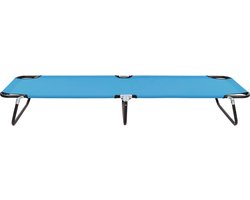 vidaXL inklapbaar ligbed staal turquoiseblauw Campingbed - Ligbed - Lounge Bed - Buitenligbed - Turqoise Blauw