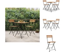 vidaXL Inklapbare Bistroset - Inklapbare Bistrosets - Bistroset - Tuinmeubelset - 3-delige Bistroset inklapbaar massief teakhout en staal