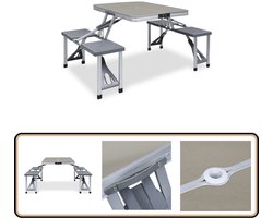 vidaXL inklapbare campingtafel met 4 zitjes Picknicktafel - Campingtafel - Buitentafel - Vouwtafel - Tuinmeubel