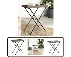 vidaXL Inklapbare Dienbladtafel - Grijs - Poly Rattan Tuinbank - Lounge Bank - Tuinset - Outdoor Furniture - Patio Set