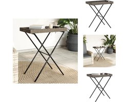 vidaXL Inklapbare Dienbladtafel - Inklapbare Dienbladtafels - Dienblad Tafel - Serveertafel - Dienbladtafel inklapbaar 65x40x75 cm poly rattan grijs