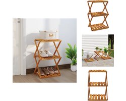 vidaXL Inklapbare Schappenkast - Inklapbare Schappenkasten - Schoenenrek - Schoenenopslag - Schappenkast inklapbaar 3-laags 43x31x63 cm acaciahout bruin