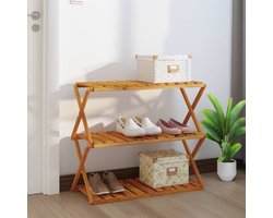 vidaXL Inklapbare Schappenkast - Inklapbare Schappenkasten - Schoenenrek - Schoenenopslag - Schappenkast inklapbaar 3-laags 70x31x63 cm acaciahout bruin