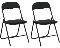 vidaXL - Inklapbare - stoel - 2 - st - Fluweel - Zwart - 48 - x - 44 - x - 78 - cm