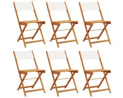 vidaXL Inklapbare Stoelen - Tuinstoelen - Tuinstoelen 6 st inklapbaar massief hout en stof crèmewit - Buitensteun - Acacia Hout - Lounge Stoel