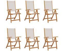 vidaXL Inklapbare Stoelen - Tuinstoelen - Tuinstoelen inklapbaar 6 st massief acaciahout en textileen - Buitendecoratie - Tuinset - Acacia Hout