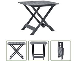 vidaXL Inklapbare Tafel - Tuin Tafel - Tuintafel inklapbaar 79x72x70 cm kunststof antraciet - Buitentafel - Kunststof Tafel - Antraciet Tafel