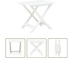 vidaXL Inklapbare Tafel - Tuin Tafel - Tuintafel inklapbaar 79x72x70 cm kunststof wit - Buitentafel - Plastic Tafel - Witte Tafel