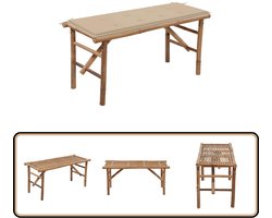 vidaXL Inklapbare Tuinbank met Kussen - 118 cm Tuinbank - Bamboebank - Buitentijdbanken - Klapstoel - Lounge Stoel