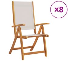 vidaXL Inklapbare Tuinstoel - Inklapbare Tuinstoelen - Tuinstoel - Tuin Stoel - Tuinstoelen inklapbaar 8 st massief acaciahout en textileen