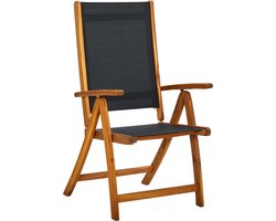 vidaXL inklapbare tuinstoelen - set van 2 Tuinstoelen - Acacia Hout - Vouwen Stoelen - Zwarte Stoelen - Buitensteunen