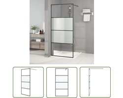 vidaXL Inloopdouche - Douchewand - Inloopdouchewand 90x195 cm halfmat ESG-glas zwart - Badkamerspiegel - Glazen Douchedeur - Modern Design